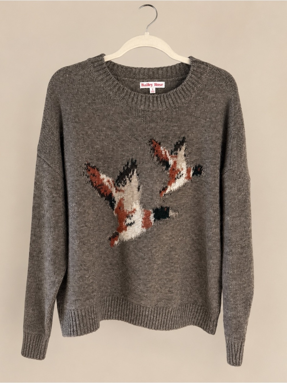 Bailey Rose Flying Ducks Knit Sweater Size Small